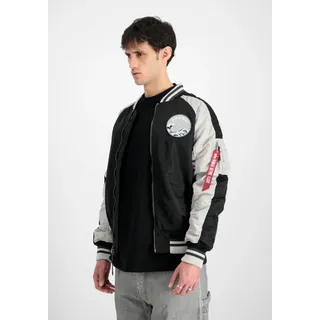 Bomberjacke ALPHA INDUSTRIES "Japan Warrior Souvenir Jacket", Herren, Gr. M, schwarz, Obermaterial: 100% Nylon; Futter: 100% Nylon; Füllung: 100% Polyester, Jacken Bomberjacke