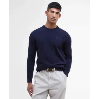 Barbour für Herren. MKN0345 Unverzichtbarer navyfarbener Pullover (L), Lässig, Wolle, Polyester, Marine