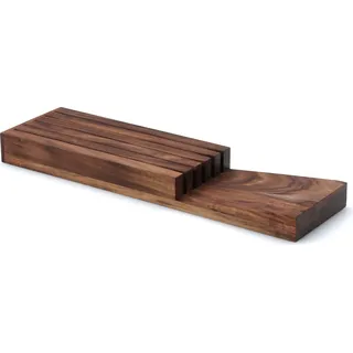 CONTINENTA Messerblock für Schublade, Akazie 39x11x3,5 cm 4873 4017167487304 Vorteilset – 2 Stück – inkl. 4 Edelstahl-Trinkhalme