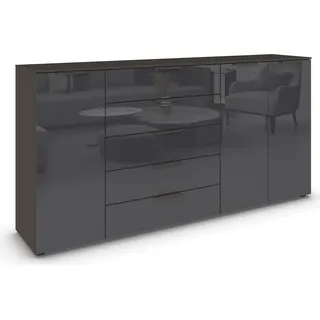 Rauch Kombikommode 200 x 100 x 42 cm Glas Basalt / Schwarz