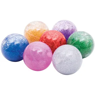 TickiT sensorischer Regenbogen-Glitzer-Gummiball Set mit 7 Flummis in Rot/Gold/Grün/Blau/Rosa/Violett