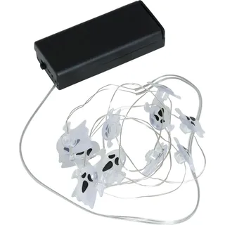 Fiestas Guirca | Gespenster Lichterkette mit 10 LEDs Batterien (120 cm) - Halloween und Themenparty Dekoration - Ideal für Beleuchtung und gruselige Atmosphären - Weiß