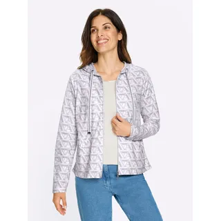 Shirtjacke CLASSIC BASICS "Sweatjacke", Damen, Gr. 54, grau (weiß, hellgrau, bedruckt), 100% Baumwolle, gemustert, mehrfarbig, Shirts Shirtjacke