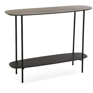 Versa Salem Schmales Möbelstück für den Eingangsbereich oder Flur, Moderner Konsolentisch, mit Bodenplatte, Maßnahmen (H x L x B) 75 x 30 x 100 cm, Holz und Metall, Farbe: Braun und Schwarz