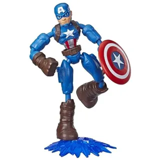 Hasbro Marvel Avengers Bend und Flex Action-Figur, 15 cm große Biegbare Captain America Figur, enthält ein Effekt-Accessoire, für Kinder ab 6 Jahren