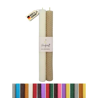 Wachsmann Bienenwachskerzen handgerollt, 100% Bienenwachs, 2er Set in vielen Farben, Made in Germany