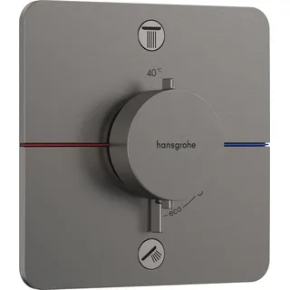 Hansgrohe ShowerSelect Comfort Q Thermostat, Unterputz, 2 Verbraucher, Soft Edge Rosette, 15583340 Dusch-Mischbatterie Schwarz, Chrom