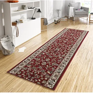 HANSE HOME Teppich Läufer Vintage 80x300cm – Teppichläufer Kurzflor Teppich Retro Vintage Design Läufer für Flur, Schlafzimmer, Kinderzimmer, Badezimmer, Wohnzimmer, Küche Dekoläufer – Rot