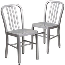 Flash Furniture Stuhl für den Innen- und Außenbereich, Kunststoff, Stahllegierung, Silber, 51 x 39 x 84 cm