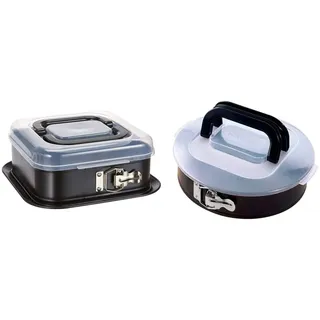 Kaiser Inspiration Springform Set - Eckig 24x24 cm & Rund 26 cm, mit Deckel, Flachboden und Antihaftbeschichtete Backform, Auslaufsichere Kuchenform