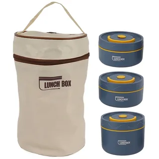 HAOHIZE Thermobehälter für Essen Thermos, Isolierte Lunchbox mit Lunchtasche, Edelstahl Thermal Lunch Box, Auslaufsichere Thermo Lunchbox Set, Bento Box für Erwachsene, Kinder (3 Insulated Box)