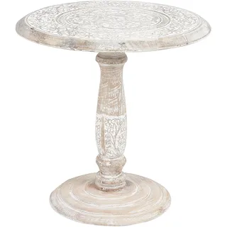 Beliani Beistelltisch Mango Holz hellbraun/cremeweiß rund 45 cm Jambia ⌀ Hellbraun, Weiß - Rund , 45x43x45 cm , Wohnzimmer, Wohnzimmertische, Beistelltische