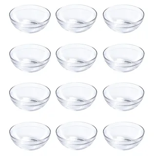 Provance Dipschalen Dessertschalen Schüsseln aus Glas Glasschälchen Tapasschalen (12 Stück, Ø 9 cm) | Vielseitig für Tapas, Desserts & Snacks | Perfekte Servierschalen | Modern & Stapelbar