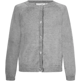 Strickjacke HAPPY GIRLS, Mädchen, Gr. 122, grau (grau melange), Strick, Obermaterial: 100% Baumwolle, meliert, unifarben, regular fit hüftlang, Rundhals, Raglanärmel Strickbündchen, Strickjacken Strickjacke, mit hochwertigem Strickmuster im vorderen Brustbereich