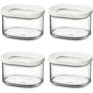 Mepal | Vorratsbehälter Modula 4-teiliges Set | Aufbewahrungsboxen mit Deckel - Küchenorganizer & Vorratsboxen - Stapelbar & Luftdicht - 4 x 175 ml | Farbe: Weiß