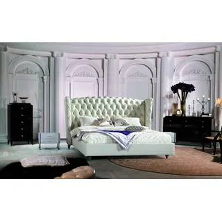 Polsterbett Bett Ehebett Lederbett Designerbett Doppelbett Bettgestell S-9231 - Weiß