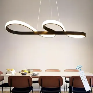 ZMH LED Pendelleuchte Esstisch Hängelampe Dimmbar Hängeleuchte Schwarz 47W mit Fernbedienung Wohnzimmerlampe Modern Lampe für Esszimmer Küche Büro - Schwarz