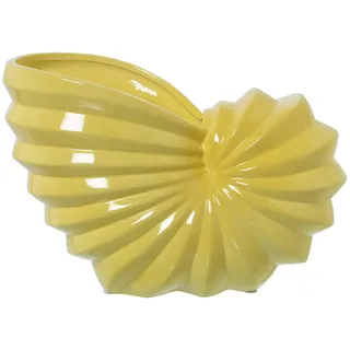 DRW Vase in Keramikschneckenform in Gelb, 30 x 15 x 21 cm, Keramik, 30x15x21cm
