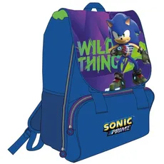 Schulrucksack Sonic Prime - Farbe Lila und Blau - 28x14x40 cm - Aus Polyester - Mit Schnalle und Reißverschluss - Sonic Prime Aufdruck - Original Produkt in Spanien Designed