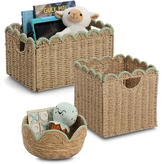 Zeller Present Korbset , Naturfarben , Papier , 40x30x30 cm , Ordnen & Aufbewahren, Körbe, Dekokörbe