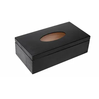 Wooden World - Taschentuchbehälter mit oberer Öffnung, stilvolle Taschentuchbox aus Holz in Schwarz