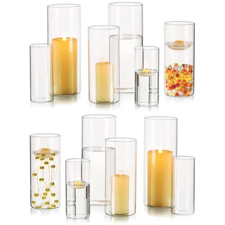 Kerzengläser Glaszylinder für Kerzen Windlicht Glas: Hewory 12er Vasen Set Kerzenglas Gross Glasvase Zylinder für Tischdeko Hochzeit Weihnachten - Gläser für Kerzen Glaszylinder mit Boden