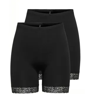 ONLY Radlerhose »ONLLIVE – Radlerhosen mit Spitzensaum im praktischen Doppelpack« unifarben, modisch, slim fit, Baumwollmischung, schwarz