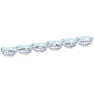 Butlers Schalen 6er-Set Ornaments 240 ml , Blau, Weiß , Keramik , 11x5x11 cm , Geschirr, Schalen & Schüsseln