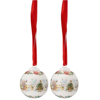 Hutschenreuther Porzellan-Minikugel 2023-"Weihnachtsklänge 4,5 cm (Packung mit 2)