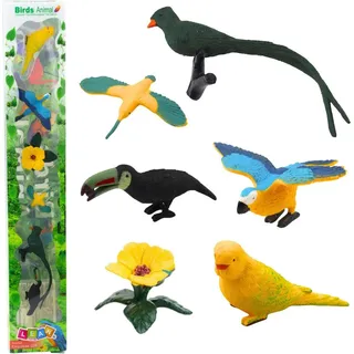 Satz Mini-Figuren Exotische Vögel Hibiskus Gelb 4-11Cm 6Stk