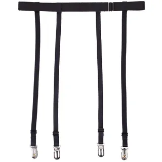 Aneliya Simplicity Damen Strapsgürtel für Oberschenkelhohe Strümpfe, Metallclips, Schwarz, Schwarze lange Träger mit Hosenträger-Clips, Einheitsgröße