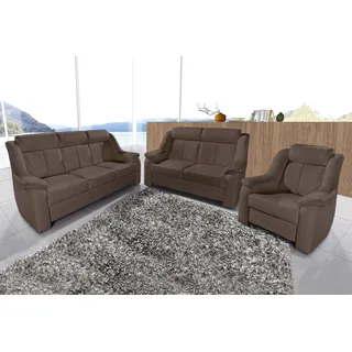 sit&more Polstergarnitur 3-2-1 Mikrofaser 3-Sitzer + 2-Sitzer + Sessel Braun