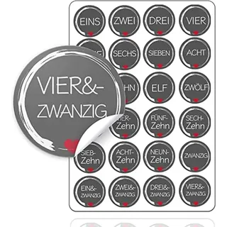 TK Gruppe Timo Klingler Adventskalender Aufkleber Etiketten Sticker Zahlen Buttons 1-24 selbstklebend zum basteln