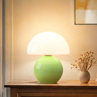 Dawnwake Pilzlampe Tischlampe, Dimmbare Led Nachttischlampe mit Keramikbasis, Mid-Century Moderne Kleine Lampe für Wohnzimmer, Schlafzimmer & Büro (Apfelgrün)