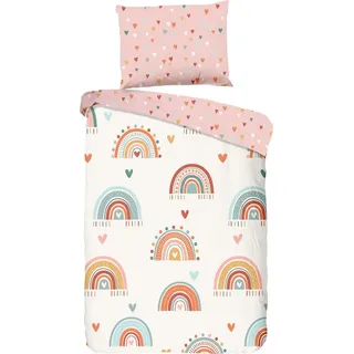 Muller Textil good morning Kinderbettwäsche Kinder-Wendebettwäsche Louie Renforcé, Renforcé Motiv: Regenbogen bunt