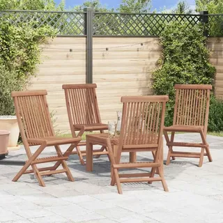 vidaXL Klappstühle, 4er-Set, für Garten und Terrasse, Teakholz - Braun