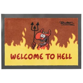 UNITED LABELS Ralph Ruthe Fußmatte - Welcome to Hell Teufel Türmatte Braun 39 x 58 cm