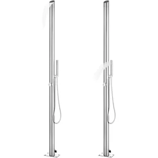 vidaXL Gartendusche mit Grauer Bodenplatte 225 cm Edelstahl - Grau