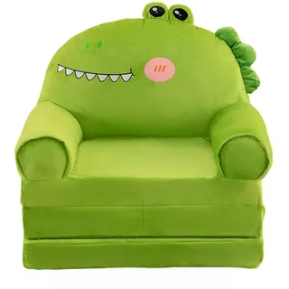 Dekokissen Klappbares Kindersofa, Nur Sofabezüge, süßes Cartoon-Lazy-Sofa ohne Polsterung oder Polsterkern (Green, 120x55x20cm)