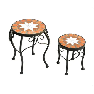 DanDiBo Ambiente Blumenhocker Mosaik Rund 20 und 27 cm Schwarz