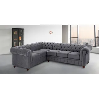 Home Affaire Chesterfield-Sofa »Chesterfield Ecksofa, auch in Leder L-Form«, hochwertige Knopfheftung, langer Schenkel links oder rechts wählbar grau