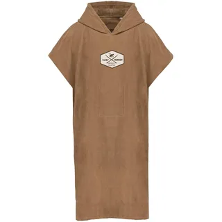 Surf Monkey Poncho, Surftuch mit Kapuze und Innentaschen, Bio-Baumwolle (Beige, S/M)