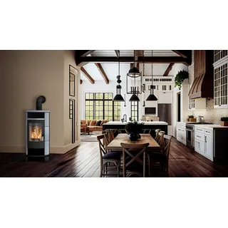 FIREPLACE Alicante Stahl gussgrau/Speckstein