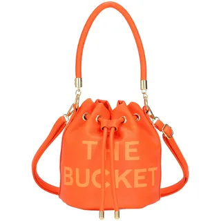 JQAliMOVV The Bucket Bags für Damen, Mini-Leder-Beuteltasche, Geldbörsen, Kordelzugverschluss, Crossbody-Handtaschen, Hobo-Tasche, A-Orange, 7.48 * 7.48 * 7.48 in