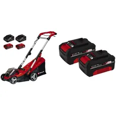 Einhell Akku-Rasenmäher RASARRO 36/34 Kit Power X-Change (36 V, 34 cm Schnittbreite, bis 300 m2, 30L Fangkorb, 25-65 mm Schnitthöhe, inkl. 2X 3,0 Ah Akku, 2X 4,0 Ah Akku + 2X Ladegerät)