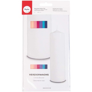 Rayher 3102500 Verzierwachs, Fashion-Töne, Set 6 Verzierwachsplatten, Farben sortiert, je 20 x 6,5 cm, Wachs zum Kerzen verzieren, Kerzenwachs, Wachsfolie