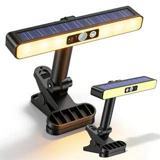 2 Stück LED Solarlampen Für Außen, Solarleuchten Für Außen, Solar LED Strahler Mit Bewegungsmelder Außen, Clip-on Solarleuchte, 5 Modi, IP65 Wasserdicht, Warmes Licht, Für Garten Zäune Dachrinnen