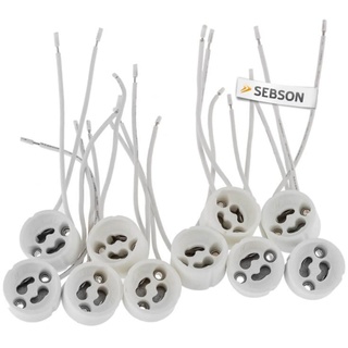 SEBSON GU10 Fassungen für GU10 Leuchtmittel 230V, 10er Set, LED und Halogen Lampen geeignet, Fassungen aus Keramik für Einbaustrahler