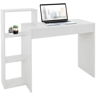 ML-Design Schreibtisch mit Regal, Arbeitstisch Bürotisch Computertisch Laptoptisch PC Laptop Tisch, mit Stauraum, Weiß, 3 Einlegeböden, 110x72x40 cm, Holz, 2-in-1 System, für Zuhause