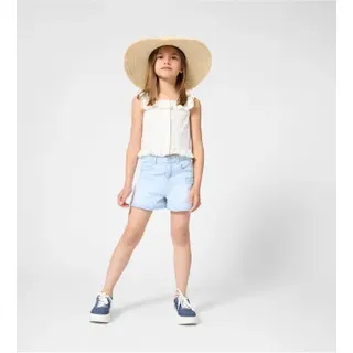 Michael Kors für Mädchen. R30657 Weißes Popeline-Oberteil (5Y= 108cm), Baumwolle, Ärmellos / Hosenträger, Kinderbekleidung